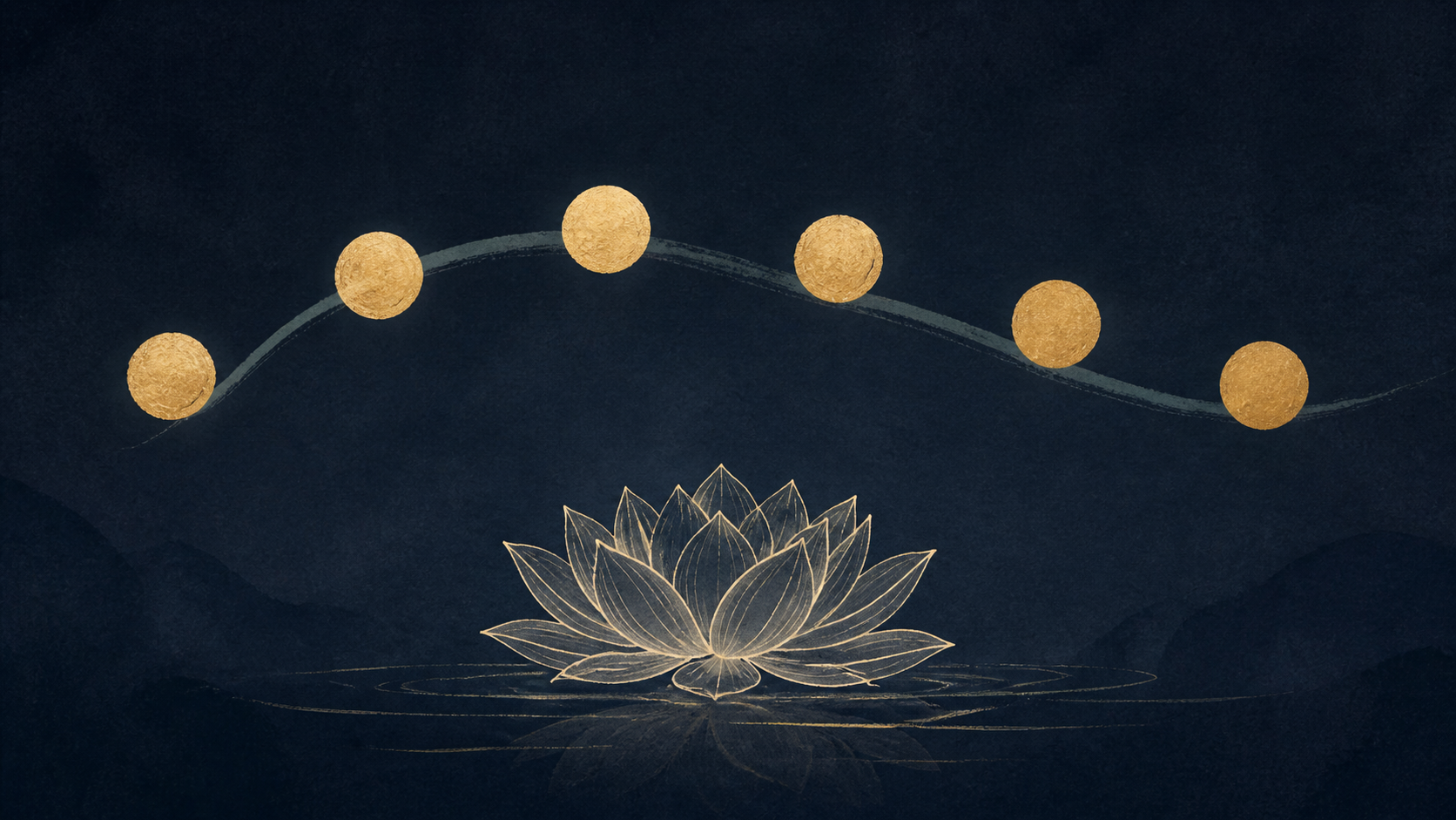 六个金色节奏点与莲花的诵读练习插画